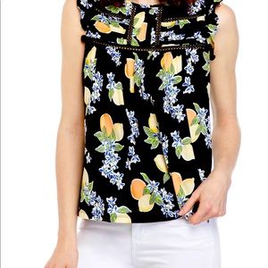 NWOT Crown & Ivy fruit print flutter sleeve top